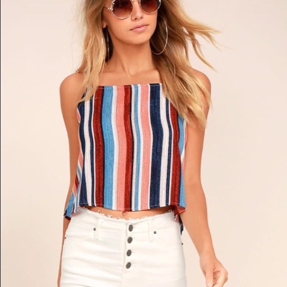 Lulu’s Striped Crop Top - Picture 3 of 3